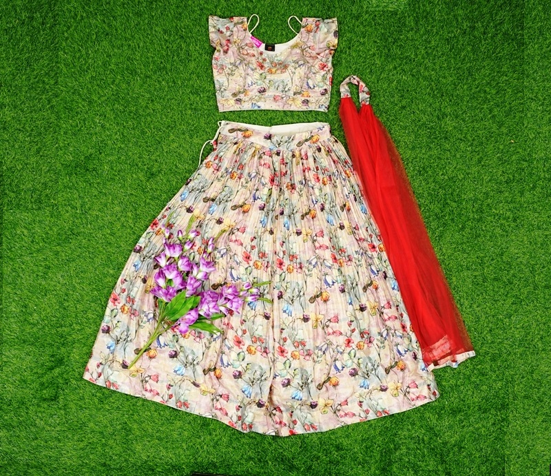 Buy Women Black Floral Crop Top With Aanrakali Skirt Online at Sassafras