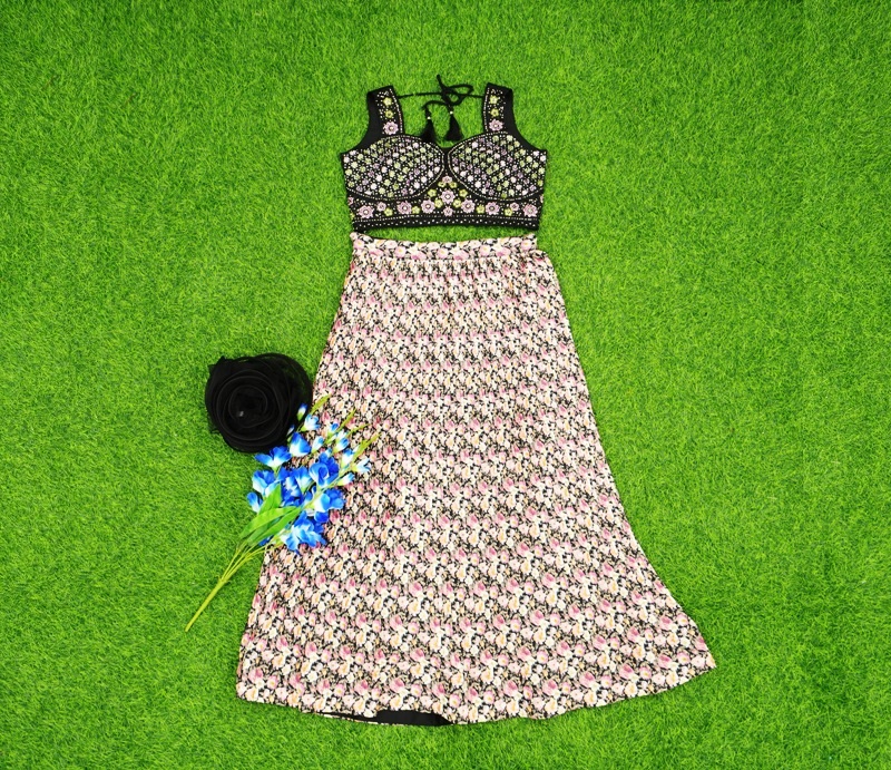 Buy Black Floral Lehenga With Wrap Blouse by ASTHA NARANG at Ogaan Online  Shopping Site