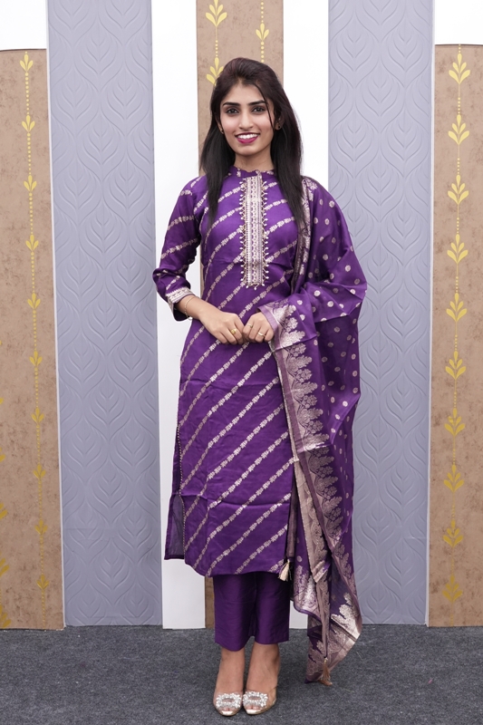 Purple Colored Designer Palazzo Set - She Needs - The Saree World