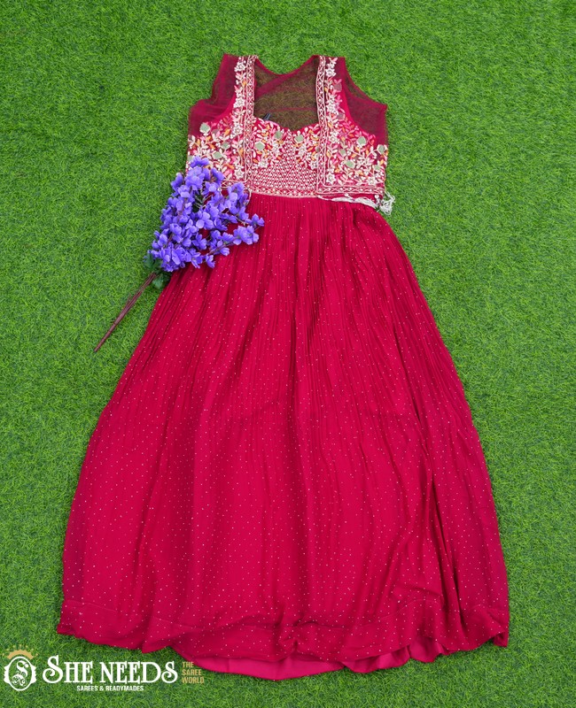 Pink Color Long Frock Dress