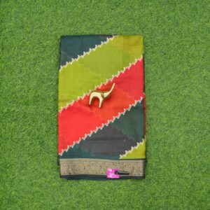 Green and Red Designer Saree with Zari Border