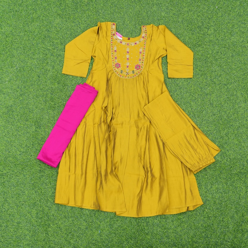 Green Color Thread and Sequins Work Designer Dress