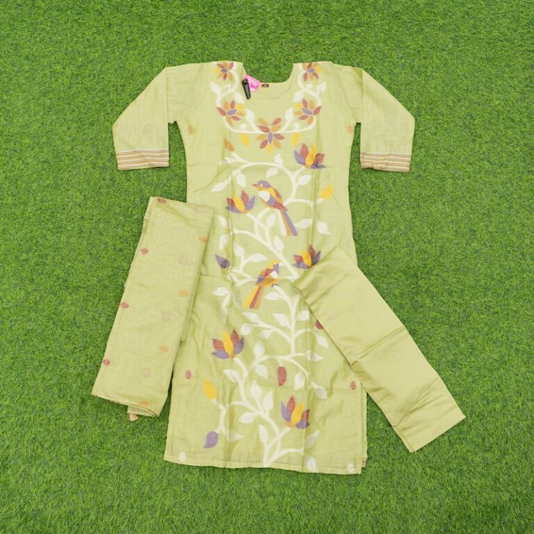 Green Color Jamdani Designer Dress