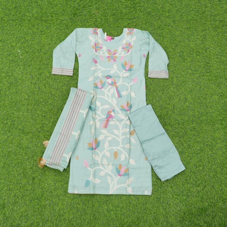 Blue Color Jamdani Designer Dress