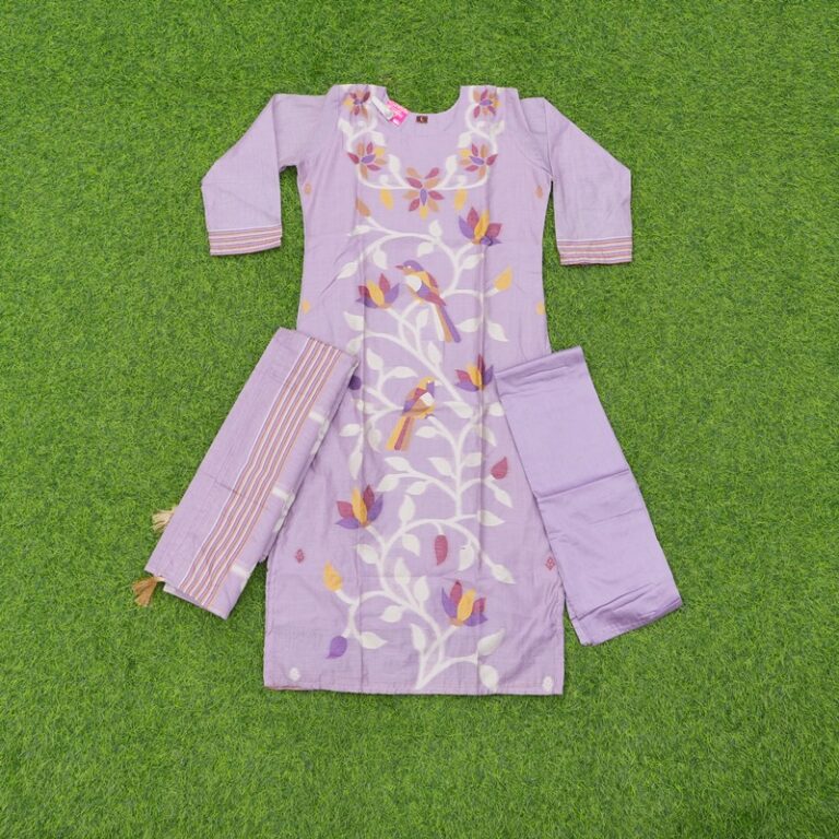 Lavender Color Jamdani Designer Dress