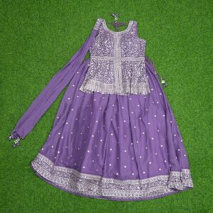 Lavender Color Designer Crop Top Lehenga Set