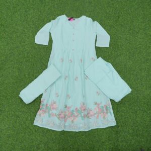 Pastel Mint Green Floral Designer Dress