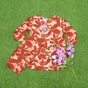 Rust Orange Color Designer Co-Ord Set