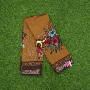 Gold and Brown Color Daily Wear Saree