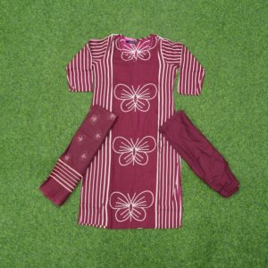 Maroon Color Butterfly 🦋 Printed Designer Dress