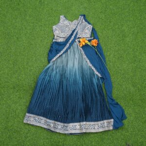 Blue Color Designer Crop Top Lehenga Set