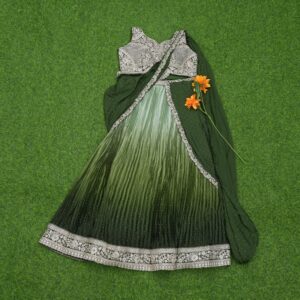 Green Color Designer Crop Top Lehenga Set