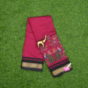 Pink and Black Color Daily Wear Saree