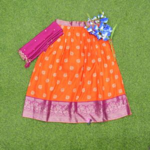 Orange and Pink Color Designer Half Saree