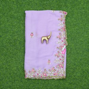 Lavender Color Floral Embroidered Work Saree