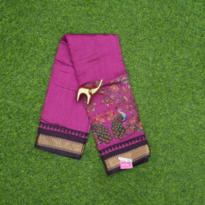 Pink and Wine Color Daily Wear Saree