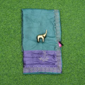 Green and Purple Color Designer Work Saree