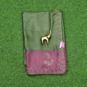 Green and Onion Pink Color Designer Work Saree