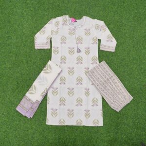 Cream and Purple Color Designer Dress