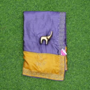 Purple and Yellow Color Designer Work Saree