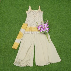 Cream and Yellow Color Designer Sharara Set