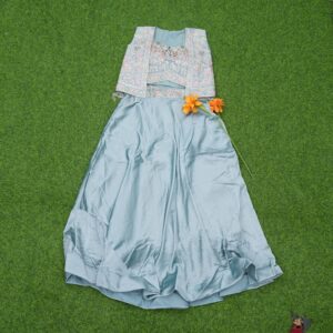 Blue Color Designer Crop Top Lehenga Set