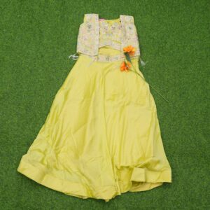 Parrot Green Color Designer Crop Top Lehenga Set