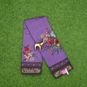 Purple and Brown Color Daily Wear Saree