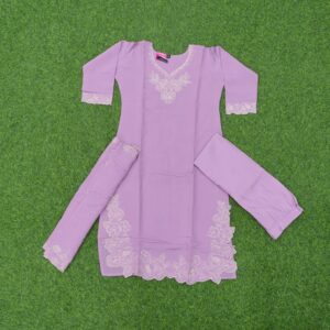 Lavender Color Embroidered Designer Dress
