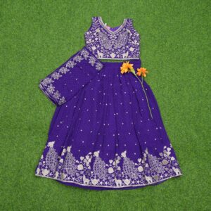 9 1270 voilet color Voilet Color Designer Crop Top Lehenga Set