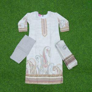 White Color Cotton Designer Dress