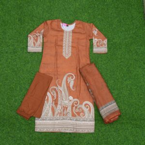 Orange Color Cotton Designer Dress