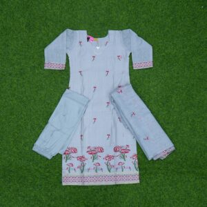 Grey Color Jamdani Cotton Designer Dress