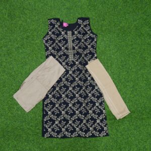 Black Color Floral Printed Cotton Designer Dress with Chiffon Dupatta