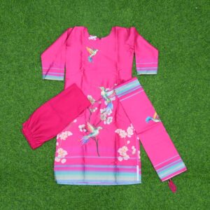 Magenta Pink and Blue Color Digital Printed Designer Dress