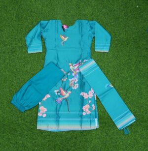 Blue Color Digital Printed Designer Dress