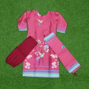 Pink and Blue Color Digital Printed Designer Dress