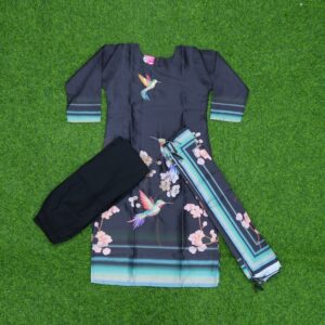 Black and Blue Color Digital Printed Designer Dress