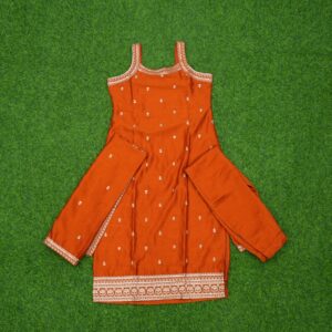 Designer Orange Zari and Sequins Work Party Wear Dress