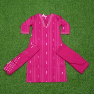 Elegant Magenta Color Thread Work Cotton Designer Dress