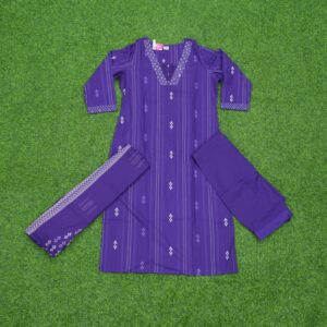 Elegant Purple Color Thread Work Cotton Designer Dress