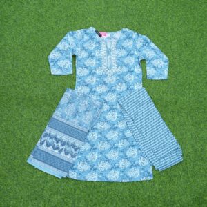 Daily Wear Blue Color Floral Print Cotton Dress