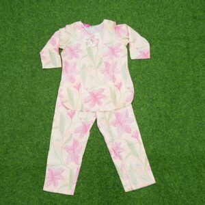 Pink and Green Color Floral Printed Co-Ord Set
