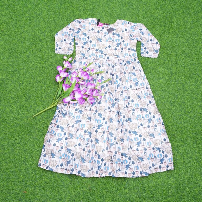 White and Blue Color Desinger Long Frock