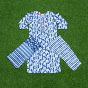 Blue Color Pure Cotton Designer Dress