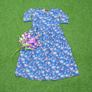Blue Color Floral Print Designer Long Frock