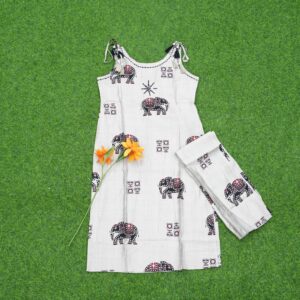 Grey Color Elephant Print Designer Dress