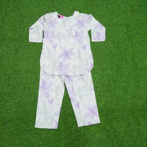 Lavender and Grey Color Floral Printed Co-Ord Set