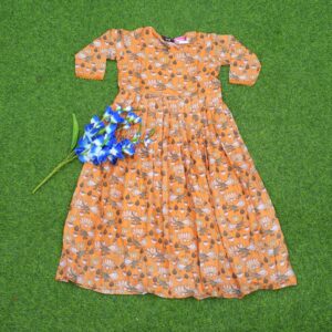 Light Peach Color Floral Print Designer Long Frock