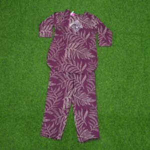 Purple Color Leaf Print Co-ord Set